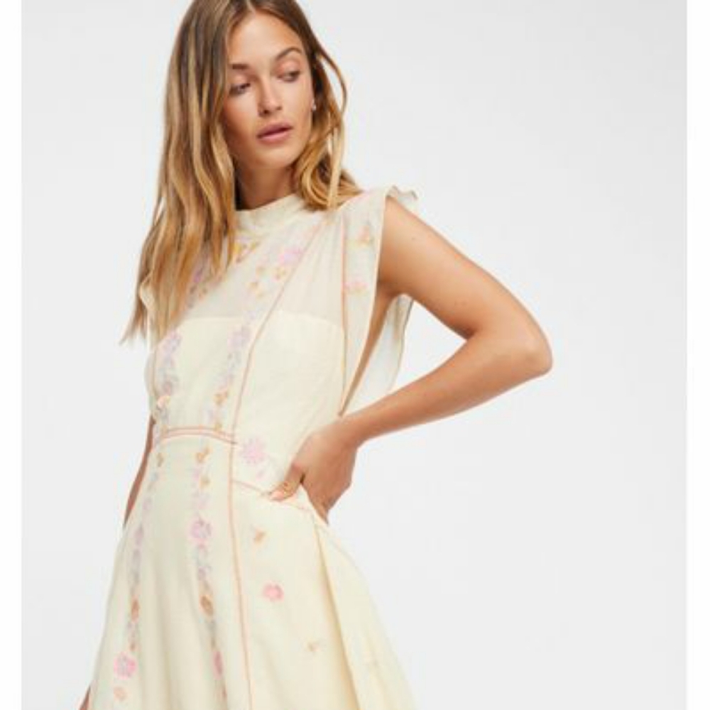 Free People Riviera Mini Dress, off white, Size 10